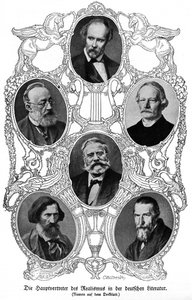Six famous German realist writers by Unbekannter Künstler