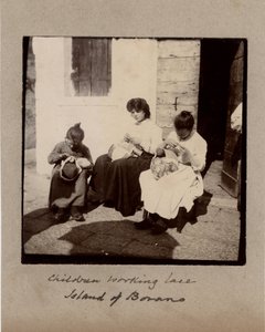 Small Trades: Young Girls Working Crochet (Embroiderers) on the Island of Burano, Venice (19th Century) by Unbekannt
