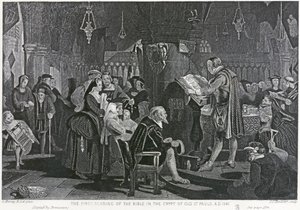 St Pauls Cathedral. First Bible Reading in the Crypts by Unbekannter Künstler