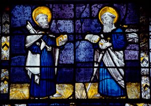 St Peter and St Paul, stained-glass window from Priory Church, Le Bourget du Lac, Savoy, France by Benjamin Baud