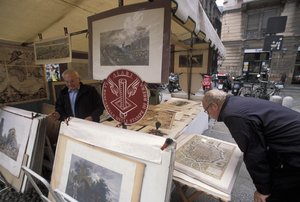 Stall Selling Prints, Piazza del Carmine, Milan, Italy