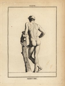 Statue of Mercury, Roman God of Commerce and Communication, in Winged Hat Petasos with Goat Skin by Unbekannt
