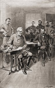 Surrender of Robert E. Lee to General Ulysses S. Grant, Appomattox Court House, Virginia, on April 9 by Unbekannter Künstler