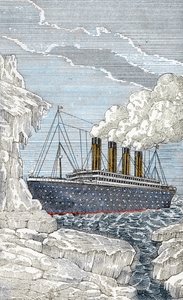 The Titanic liner hitting an iceberg on April 14 by Unbekannter Künstler