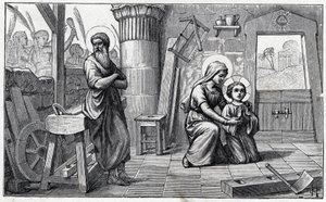 The Stay in Egypt. Alphabet of the Child Jesus. Edition of 1932. Woodcarvings Signed H G. Private Collection by Unbekannter Künstler