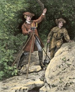The young George Washington working as a surveyor in Virginia by Unbekannter Künstler