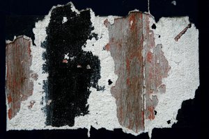 Time marks. Abstract art showing forms as a witness of passing time. Traces of paint on wood. Photography by Michel Lunardelli by Unbekannt