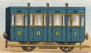 Train Wagon. Engraving in 