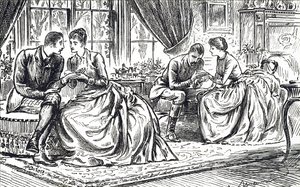 Two Young Couples Practising Palmistry by Unbekannter Künstler