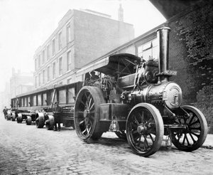 A Traction Engine Towing A Load. Manchester, c1904