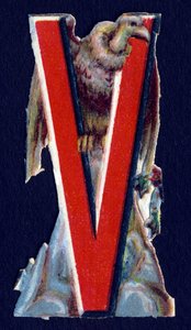 V as Vulture. Beetle decoupis on the theme of animals. Engraving. Series of 26 waffle chromolithographs of English origin. End of the 19th century by Unbekannt