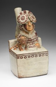 Vessel in the form of a seated ruler with a pampas cat by Unbekannt