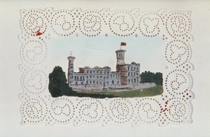 Victorian paper doyley with a view of Osborne House by Unbekannt