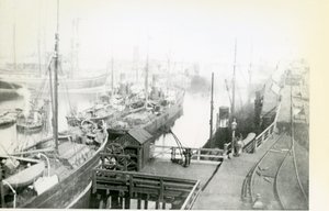 View of Blyth Harbour Looking Downstream with Many Vessels Waiting to Load