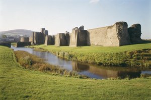 View of Caerphilly Castle, Glamorgan, Wales, built 1268-77