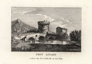 View of the Lucano Bridge and the Mausoleum of Plautii, on the road to Tivoli by Unbekannt