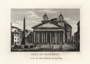 View of the Pantheon with Fountain and Macuteo Obelisk in the Piazza della Rotonda, Rome