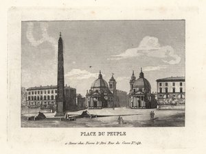 View of the Piazza del Popolo with an Egyptian obelisk of Rameses II from Heliopolis, Rome