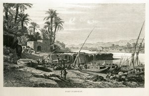 View of the Port of Aswan in Egypt - Illustration from the Atlas of Egypt by Unknown