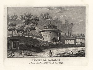 View of the Temple of Romulus, the basilica of Santi Cosma e Damiano, Forum, Rome by Unbekannt