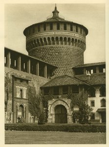 View of the courtyard of the Castello Sforzesco in Milan