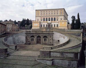 View of the facade, forecourt and stairway, designed by Jacopo Vignola (1507-73) and his successors for Cardinal Alessandro Farnese (1546-92) 1557-83