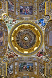 View of the transept, ceiling with the pendentives and the dome, Sant