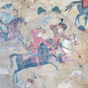 Wall Paintings at Qeysarieh Portal, Naqsh-e Jahan Imam Square, Esfahan, Iran