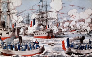 War between China and France (1884-1885): Destruction of Chinese fleet by Admiral Courbet in Fou Tcheou, August 23 by Unbekannter Künstler