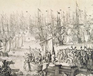 William of Orange setting sail for England in November 1688 (engraving) by Unbekannter Künstler