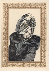 Woman in a night cape and large Voluptuese hat by Unbekannter Künstler