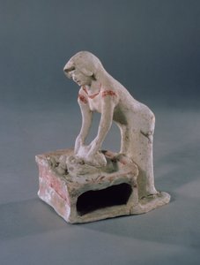 Woman Kneading Bread on Top of a Square Slab, Greek, from Aulis, c.500-475 BC