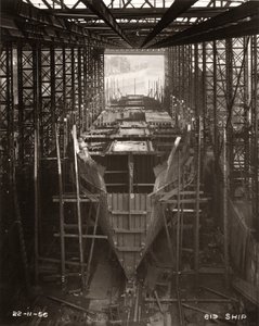 Work starts on the construction of the main deck of Northbank at the shipyard of William Doxford & Sons, Sunderland, 22nd November 1956