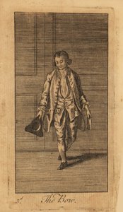 Young gentleman bowing with his hat in his hand in a panelled room by Unbekannt