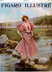 Young Woman Crossing a Brook - From Figaro Illustré, August 1897