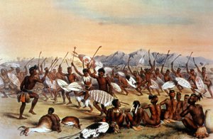Zulu Hunting Dance, c.1848-1849 (Engraving)