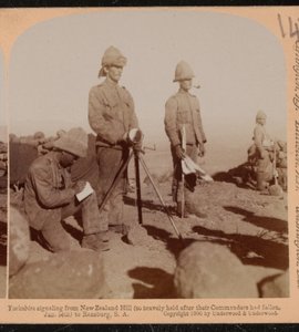Yorkshire Regiment Heliograph Team Signalling from New Zealand Hill, Boer War