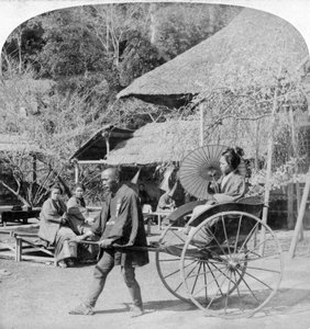 A Morning Ride in a Jinrikisha Rickshaw, Sugita, Japan, 1896