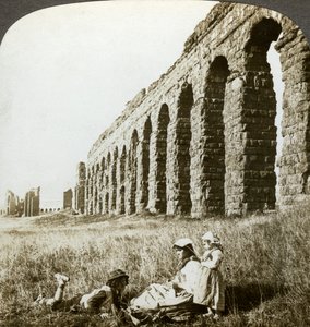 Aqueduct of Claudius and the Campagna, Rome, Italy by Underwood and Underwood