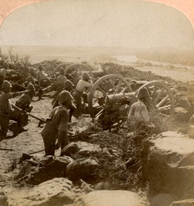 Cape Garrison Artillery Making It Hot for the Boers Across the Modder River, South Africa
