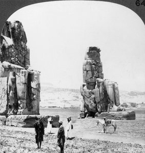 Colossal Memnon statues at Thebes, Egypt, 1905