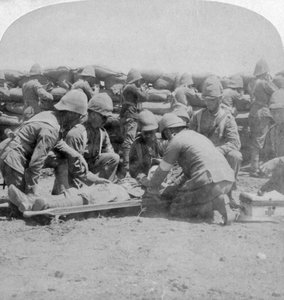 First Aid to a Wounded Fusilier, Honey Nest Kloof Battle, Boer War, South Africa