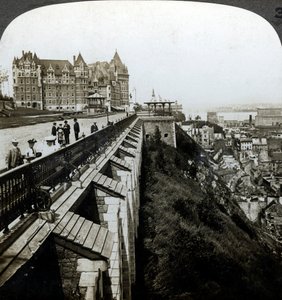 Hotel Chateau Frontenac and Dufferin Terrace, Quebec, Canada by Underwood and Underwood