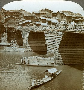 Quaint Bridge and Houses, City of Sun, Kashmir, India