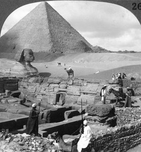 Ruins of the Granite Temple, the Sphinx and Great Pyramid, Egypt
