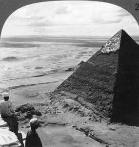 The Second Pyramid, showing part of the original covering, Egypt, 1905