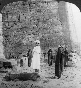 The Hunting of the Wild Bull, Carved on a Temple Wall at Medinet Habu, Thebes, Egypt