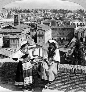 Two women in traditional costume in Rome, Italy