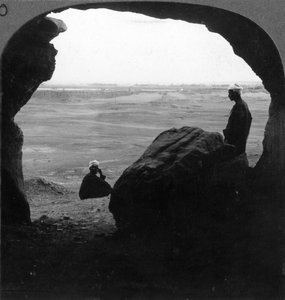 Walled City of El Kab, Seen from a Door of a Tomb in the Cliffs, Egypt
