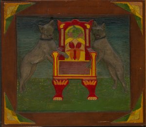 Emblematic Panel with Two Dogs and Throne by Unidentified